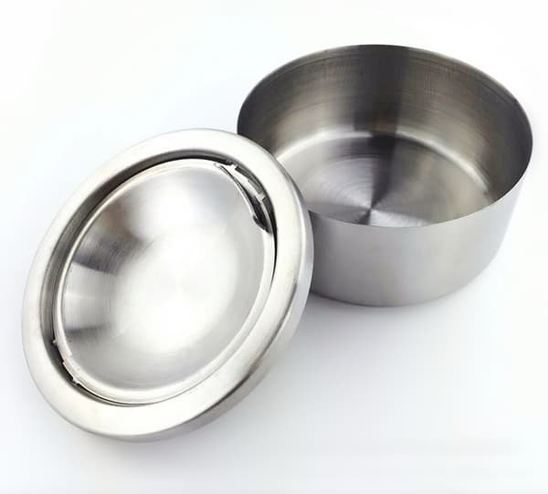 2 st askfat i silvermetall med lock