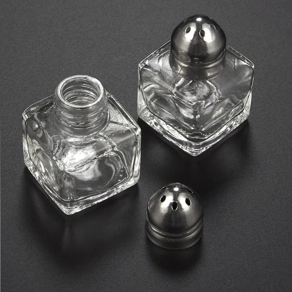 24-pak 1/2 oz Mini Saltbøsser i Rustfrit Stål - Mini Firkantet Glasterning Salt