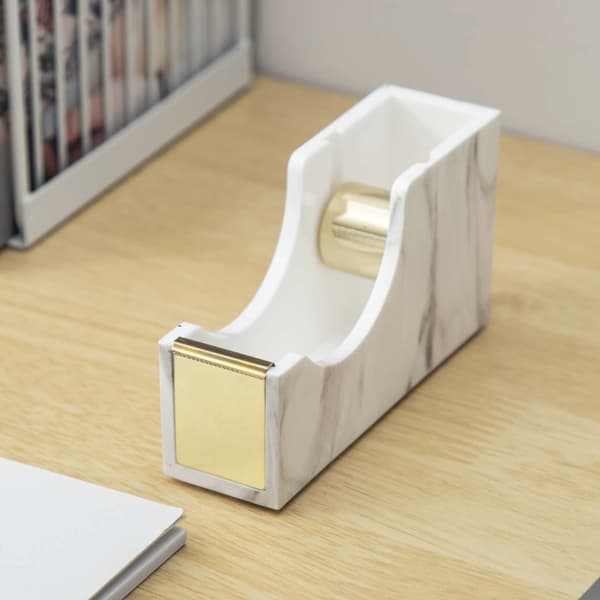 Gull Teipdispenser | Akryl Bordteipkutter og Vektet Base | Passer Standard og Store Ruller |