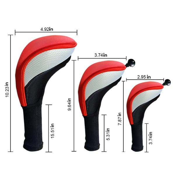 Sort golfkøllehovedbetræk til fairway 3 stk. woods headcovers