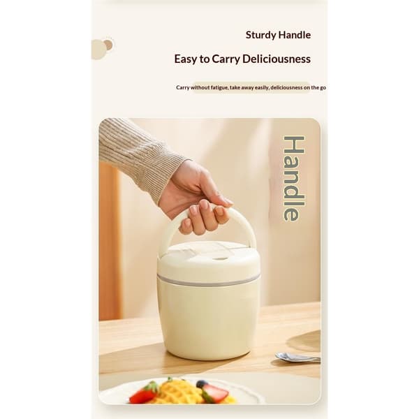 för varm mat 1,2L vakuumisolerad mattermos (beige)