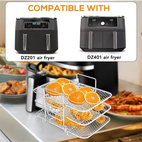 Airfryer-stativtilbehør til dobbeltkurv, 3 lag