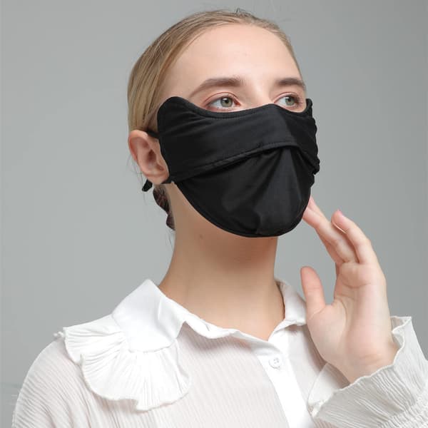 2-pak UV-ansigtsmaske UPF 50+ til kvinder, åndbar maske, solbeskyttelse udendørs (sort)