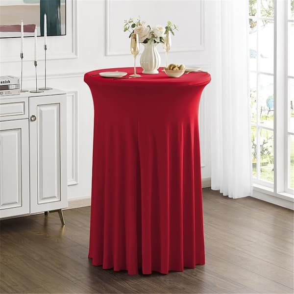 Rund polyester cocktailduker med skjørt, elastisk tilpasset Highboy barbordduk 1 pakke