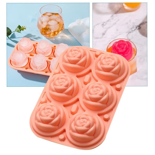 6-hulrums roseblomst silikone isterning slik chokolade kage cookie cupcake bage sæbeform roseblomst design