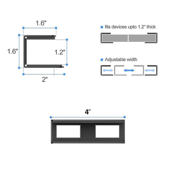Under-skrivebord laptopholder, metal under-skrivebord hyldeholder til bærbar computer, Mac mini, MacBook (sort)