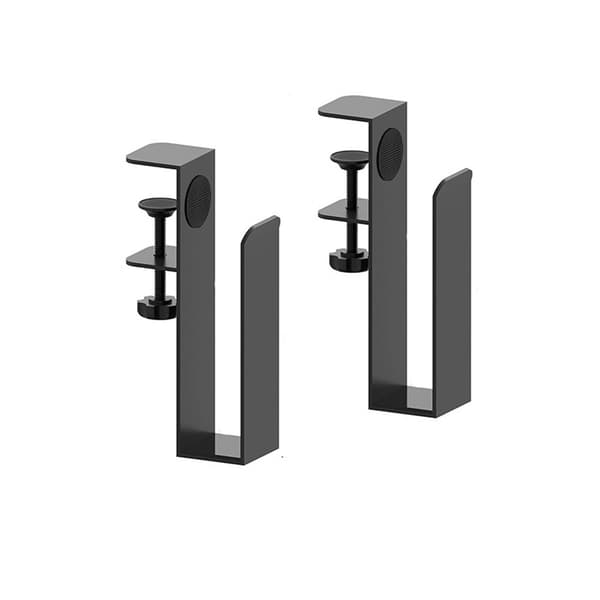 Side Laptop Mount, No Drill Desk Storage Organizer, Rustfrit stål hængende notesbogholder (SORT)
