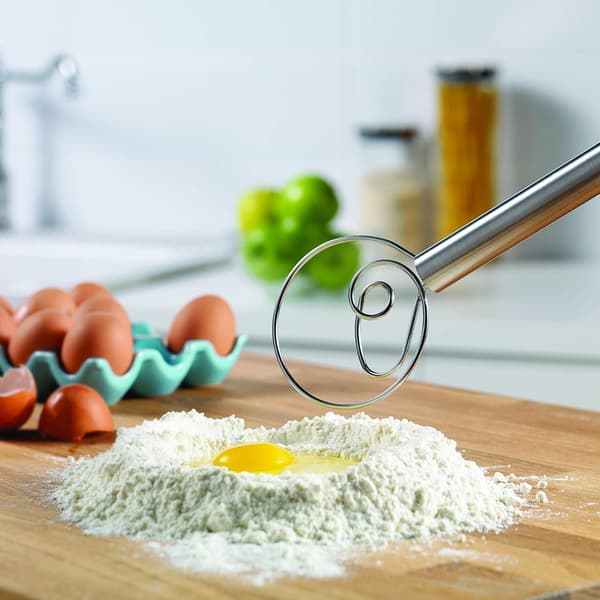 Dansk Robust Tråddeigvisp for Matlaging, Brød Baking Tilbehør, Enkel å Rengjøre, Rustfritt Stål, Deigvisp, Sølv
