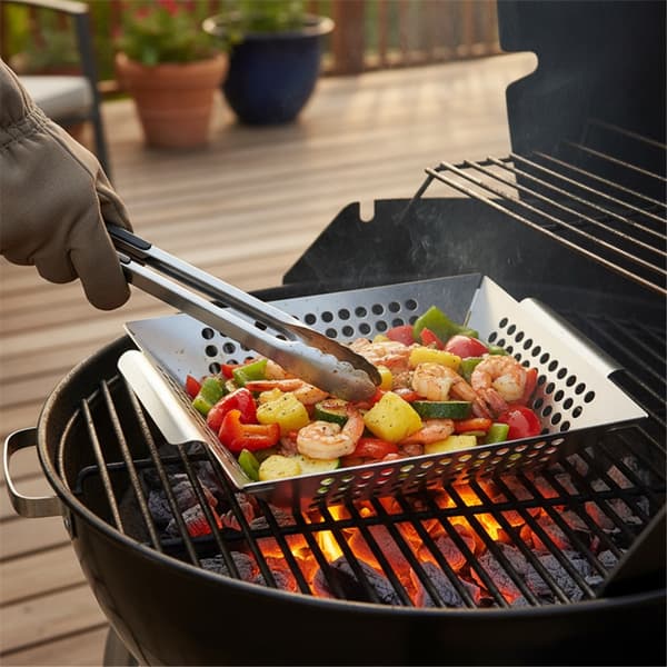 Grillkurv i rustfritt stål stor - Grillkurv for Traeger, Green Egg