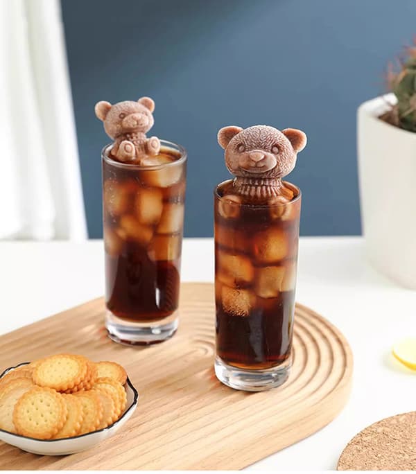 Stykker 3D Bamse Is Silikoneforme Isbakker Form Silikone Dyreform Sæbe Lys Form Isbakke til Kaffe Mælk Te Slik