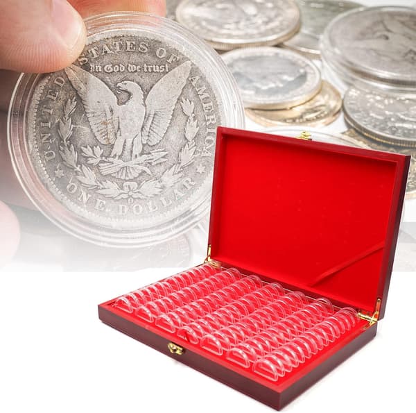 Sammen 100 Stykker 30mm Træ Møntkapselholder Etui (25/27/30mm)