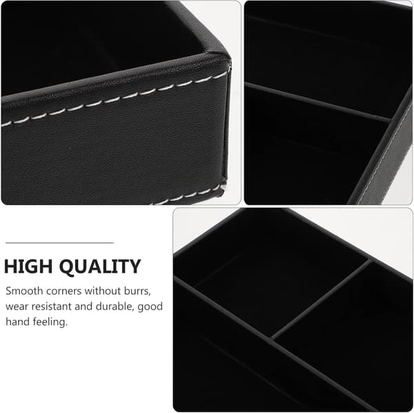 Smyckesförvaringsfodral Svart Läderbricka Organizer (Svart)