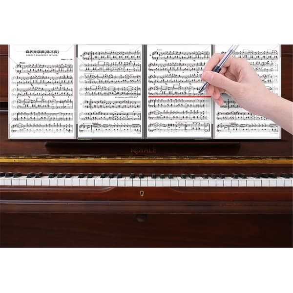 Nodemappe, Musikmappe, 4-siders udvidelse, 20 siders kapacitet, Skrivbar Kormappe, Sort