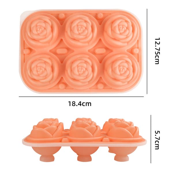6-hulls roseblomst silikon isbit godteri sjokolade kake kjeks cupcake bake såpeform roseblomst design