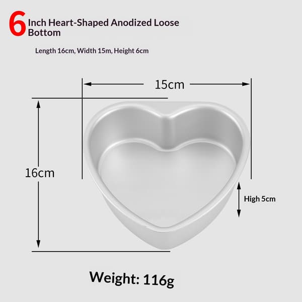 Sett med 3 hjerteformede kakeformer, 15 cm hjerteformet kakeform, aluminium, til bryllup, fester