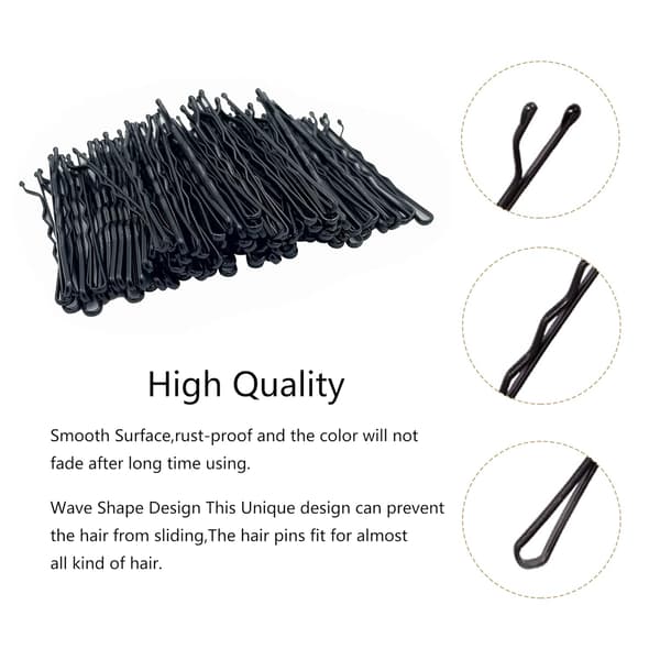 600 STK 2,16 tommer hårnålesæt, sikkert hold, bobby pins clips piger (sort)