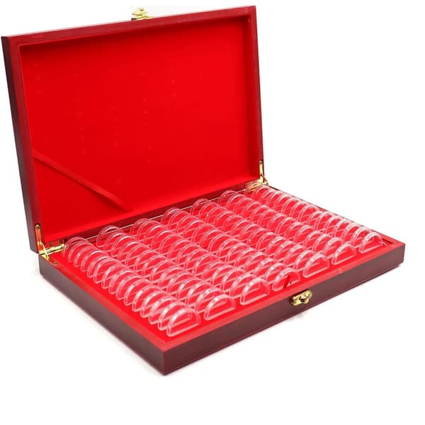 Sammen 100 Stykker 30mm Træ Møntkapselholder Etui (25/27/30mm)
