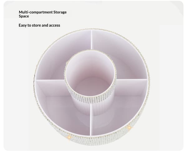 Makeupbørsteholder, 360° roterende makeup-organizer, 5-rums makeupbørstekop til bordplade