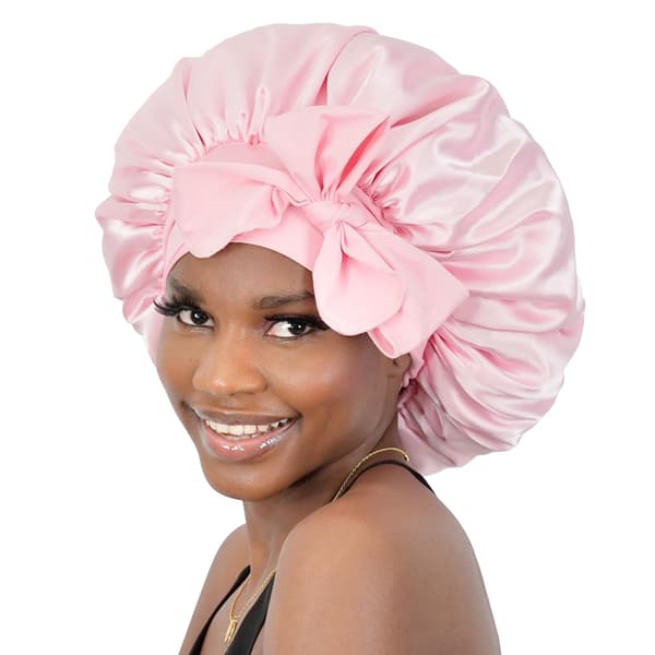 Silkehette for sove Satin Hårhette justerbar Hette Rosa Hette Sovehette for kvinner Jenter Natt hetter for