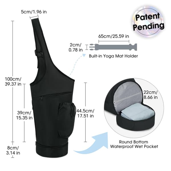 Yogamatteveske, stor åpning lang tote yogamatteholder