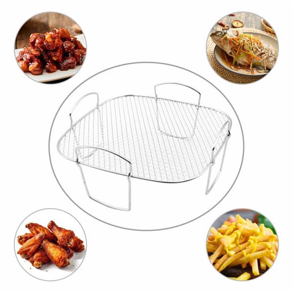 8-tommers firkantet airfryer-rist, dehydratorrist i rustfritt stål
