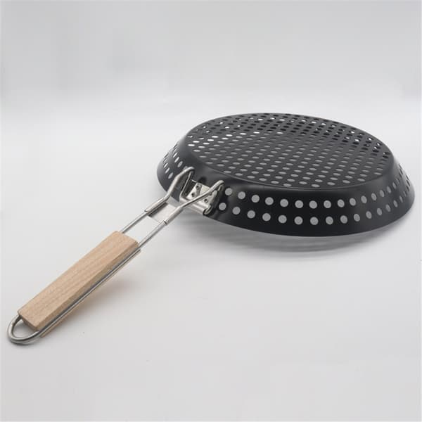 BBQ stekepanne med hull, BBQ grillpanne, sirkulær hul grillplate for wok