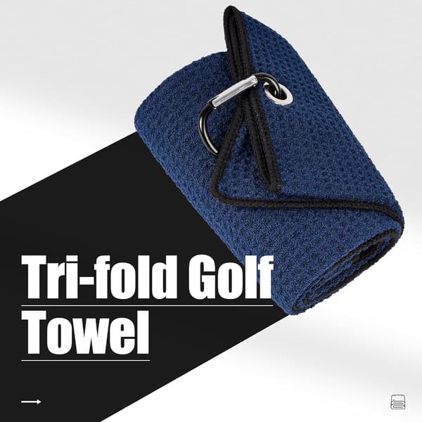 Tri-Fold Golftørklæder, 2-pak Vaffelmønstrede Håndklæder Fiber Vandabsorption med D-clips