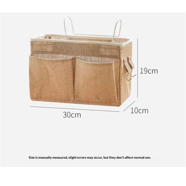 Sengekant Caddy Hængende Organizer Sengeopbevaringspose (flad mund khaki farve)
