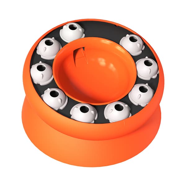 Kat langsom foderautomat, hævede katte- og hundeskåle med stativ, kattepuslespil foderautomat roterende langsom foderautomat, skridsikre foderskåle (orange)