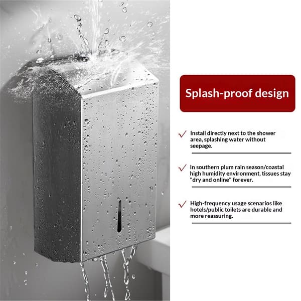 Pappershandduksdispenser - 304 rostfritt stål, väggmonterad