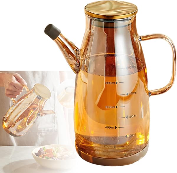 Stor oljedispenserflaska i glas (klar, 1000 ml)