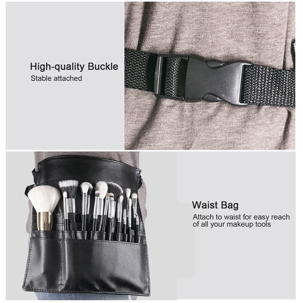 Makeupbørste Taljetaske Holder Kosmetiktaske Multi Lommer Make-Up Værktøj Taljepung med Justerbart Bælte