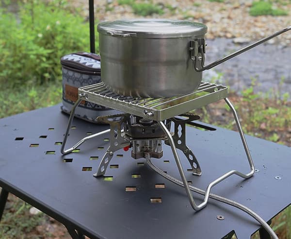 Sammenklappelige ben-rustfrit stål grillrist til gasblus-Ultralet mini bålstativ-Bærbar grillrist til backpacking/camping