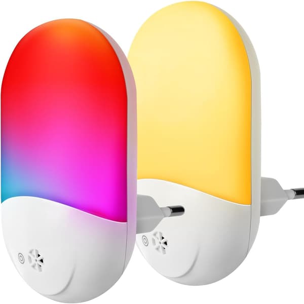 Plug-in Børnenatlampe, Farveskiftende Natlampe med Skumrings-til-Daggry Sensor