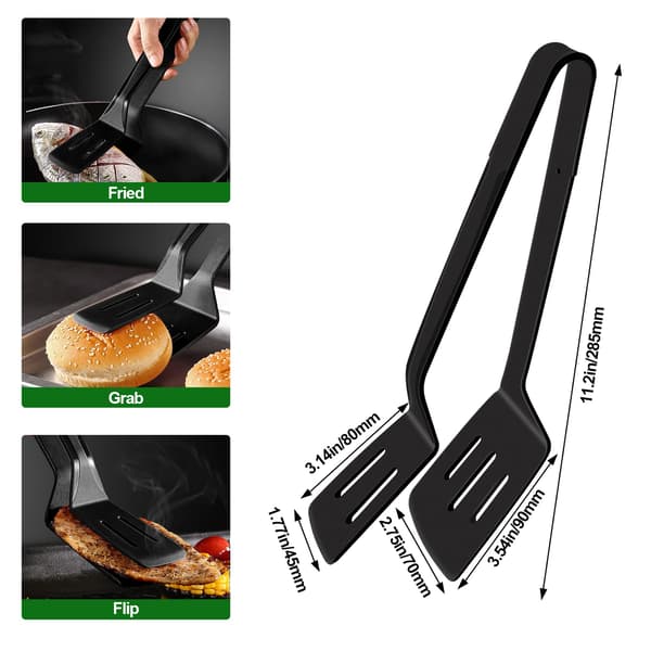 Køkken Tænger, Premium Rustfrit Stål Silikon Grillklemme, Multifunktionel BBQ Klemme Spatel til Griber Brød Klip