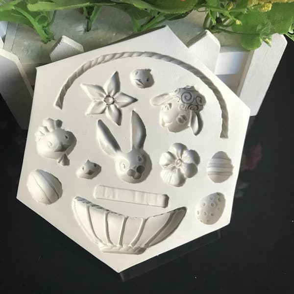 Silikonform for baking, skogdyr blomsterkurv silikonform kakebaking dekorering sjokoladeform påskeblomsterkurv