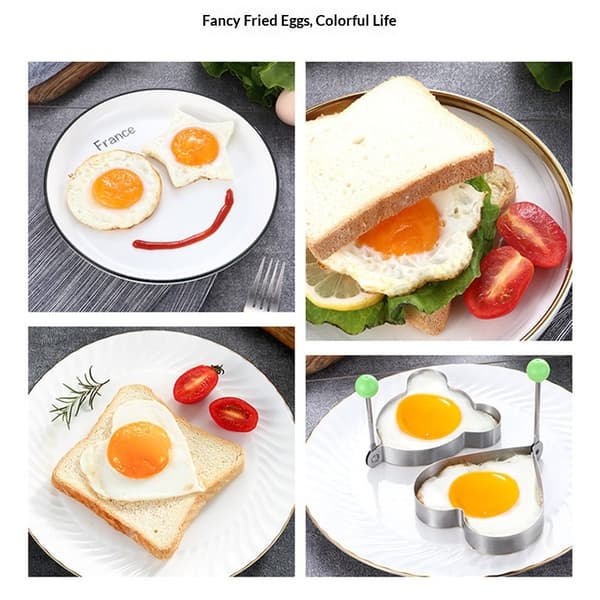 12-pakks eggeringer, eggeringer i rustfritt stål, rund pannekakeform for steking av egg