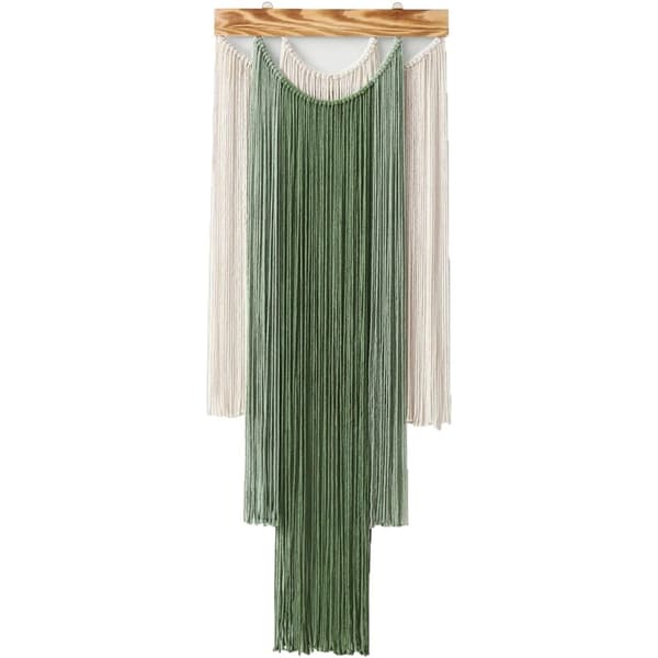 Seinävaate Boho-seinäkoriste Vihreä ja beige lankaseinätaide