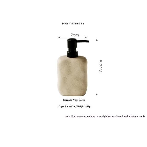 Moderne keramisk sæbedispenser, beige plettet finish, sort pumpe (440 ml)