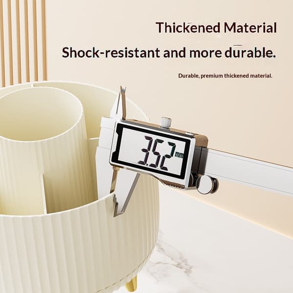 Makeupbørsteholder med stor kapacitet, 360° roterende makeup-organizer, 5-rums makeupbørstekop (creme)