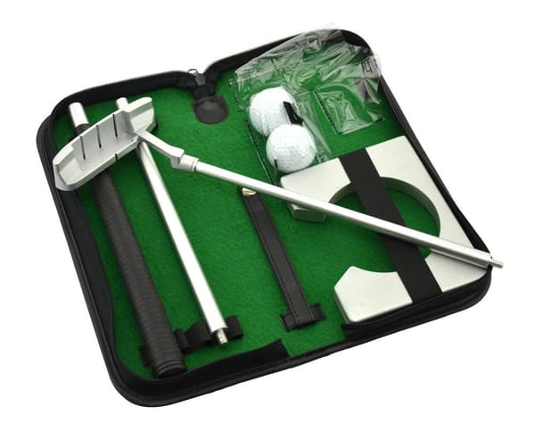 Executive Gift Bärbart Golfputterset med Boll Hålkopp för Resor Inomhus Golfputtningsträning