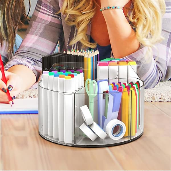 Akryl Penneholder Blyant Organizer, 360-graders Roterende Blyantholder