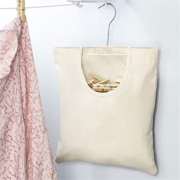 2 st tygklädnypapåse, beige (32x27 cm), dragkedja