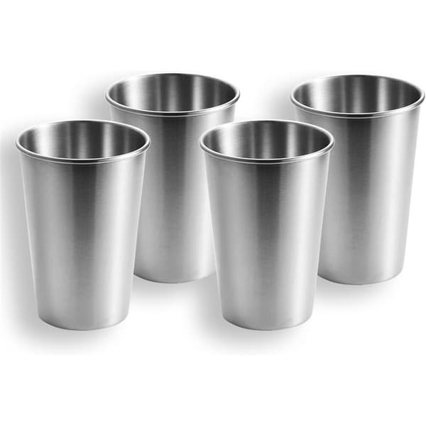 500ML Pintkop i rustfrit stål, sæt med 4, sund, ubrydelig og stabelbar, drikkeglas
