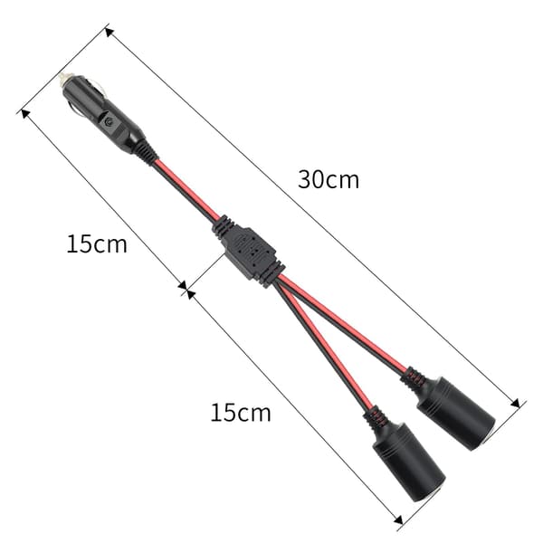2 stk. lighterstik han, stik med lys strømforsyningskabel adapter sikringskabel til bilinverter luftpumpe sprøjtekompressor