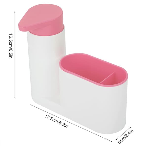 Sæbedispenser sæt med bakke, opvaskemiddel dispenser sæt med svampeholder sæbedispenser vaskemiddel sæbedispenser (pink)
