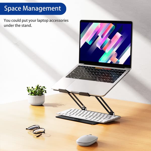 Aluminium Laptopstativ, Ergonomisk Justerbar Notebook Riser Holder Datastativ Kompatibel med 10-14\" bærbare datamaskiner, Svart