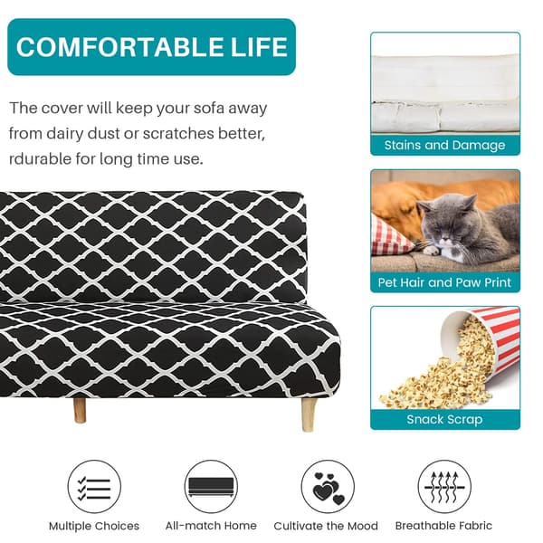 Pet Stretch Sofatrekk Armløs Futon-trekk Trykt Tilpasset Møbelbeskytter Elastisk Polyester Spandex Vaskbar Armløs