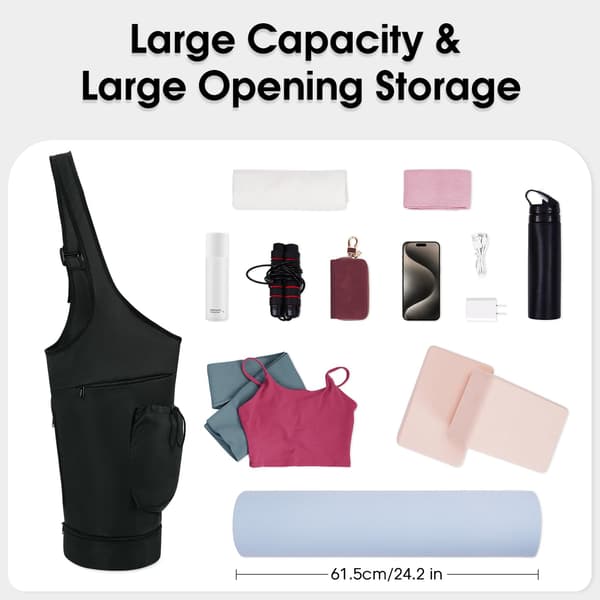 Yogamatteveske, stor åpning lang tote yogamatteholder