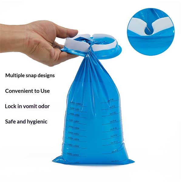 60-pack spypåsar engångs, påsar, 1000 ml högdensitetsblå, läckagesäker för morgonillamående